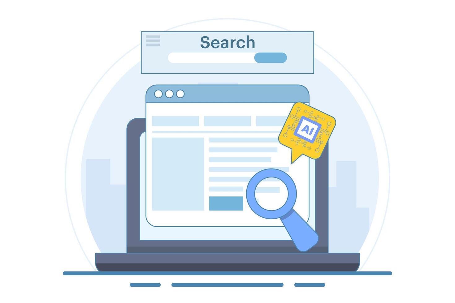 AI based SEO Strategy Concept, SEO content, Digital marketing with AI technology, SEO automation, flat illustration on background. vector