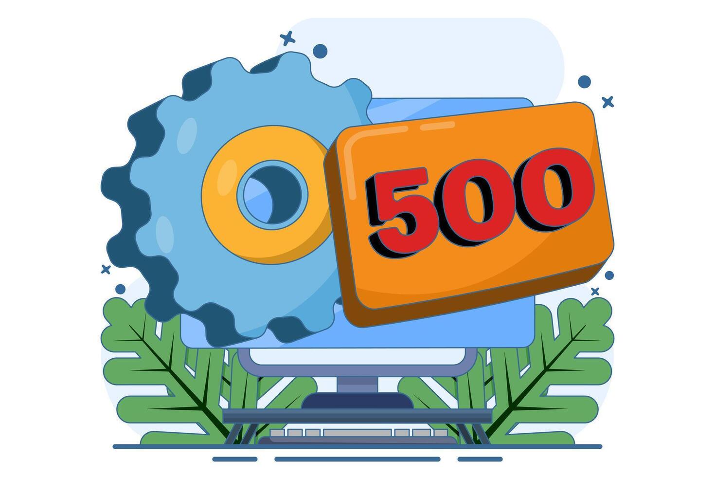 Error code concept 500 Internal Server Error. Equipment with Status Code 500. Server error with code 500, Something went wrong on the website hosting server, fix the problem on the website. vector