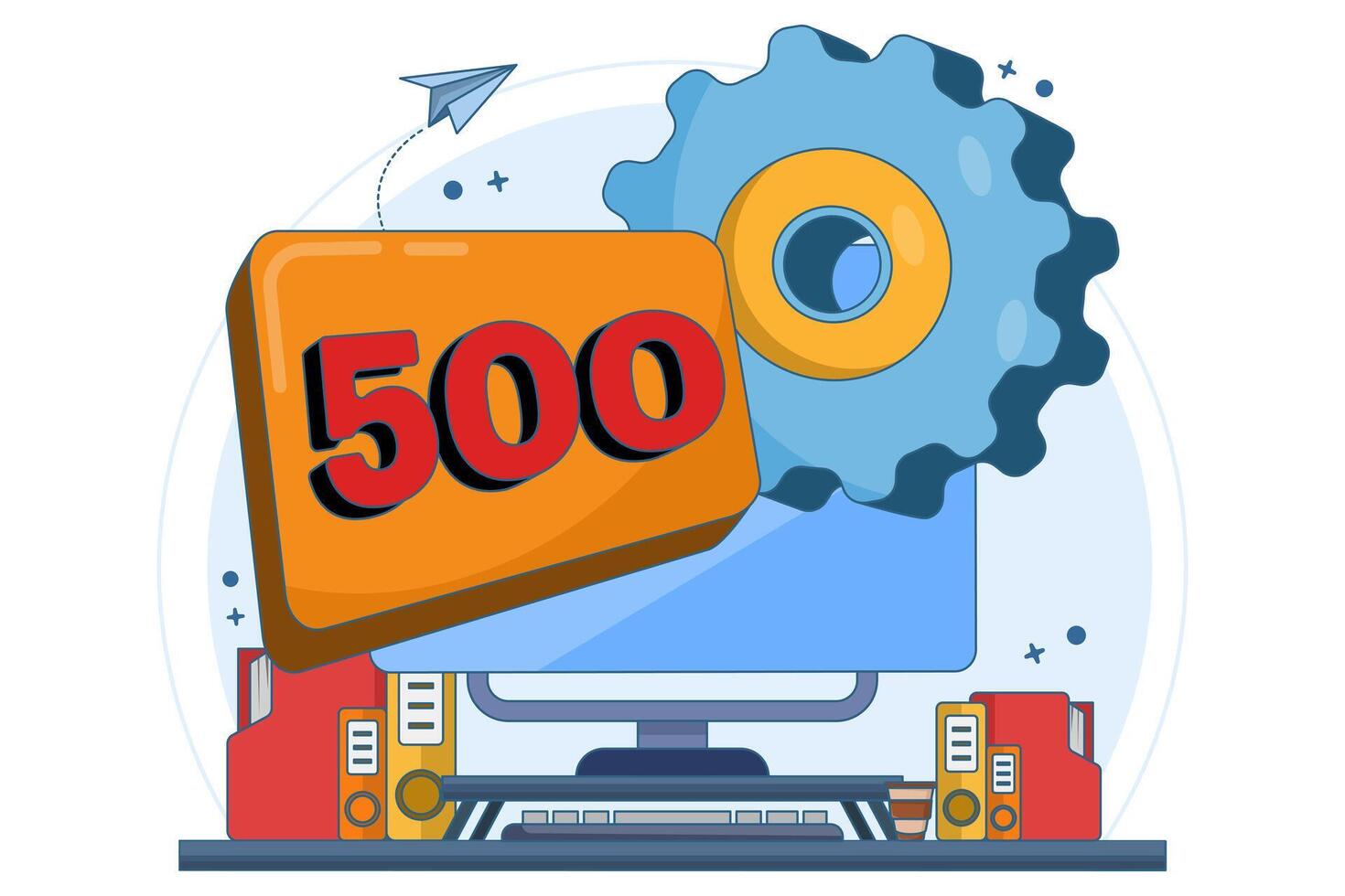 Error code concept 500 Internal Server Error. Equipment with Status Code 500. Server error with code 500, Something went wrong on the website hosting server, fix the problem on the website. vector
