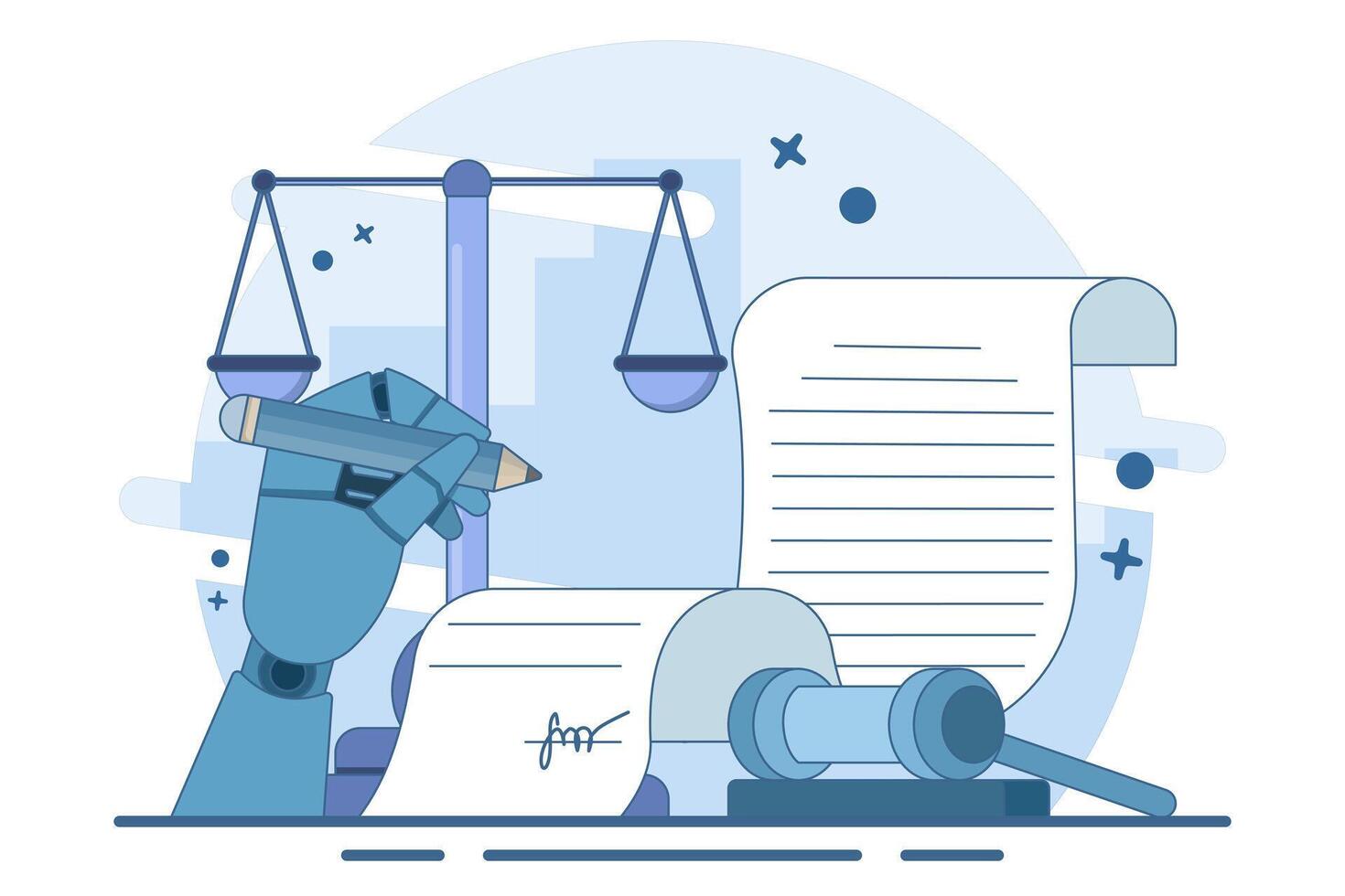 Concept of signing legal documents, electronic contracts or online agreements. Reading and signing the terms and conditions of the contract. To-do list. Flat illustration on background. vector
