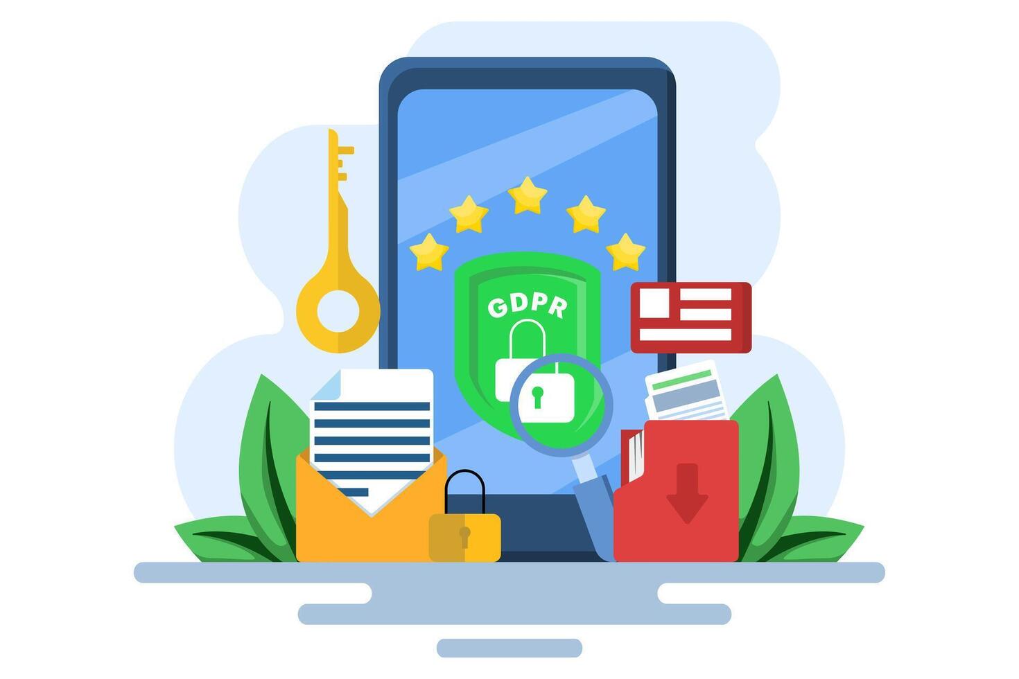 GDPR Concept, General Data Protection Regulation, Network data security, Confidential data protection, Web security, Security technology, Personal information. Protecting against information leakage. vector