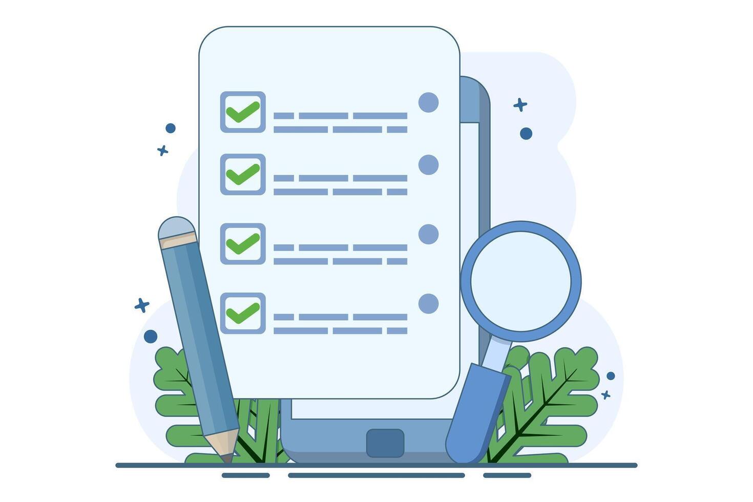 business concept Business strategy, Planning work tasks, filling checklists. schedule planning and success. Strategy in business. Flat illustration on background. vector