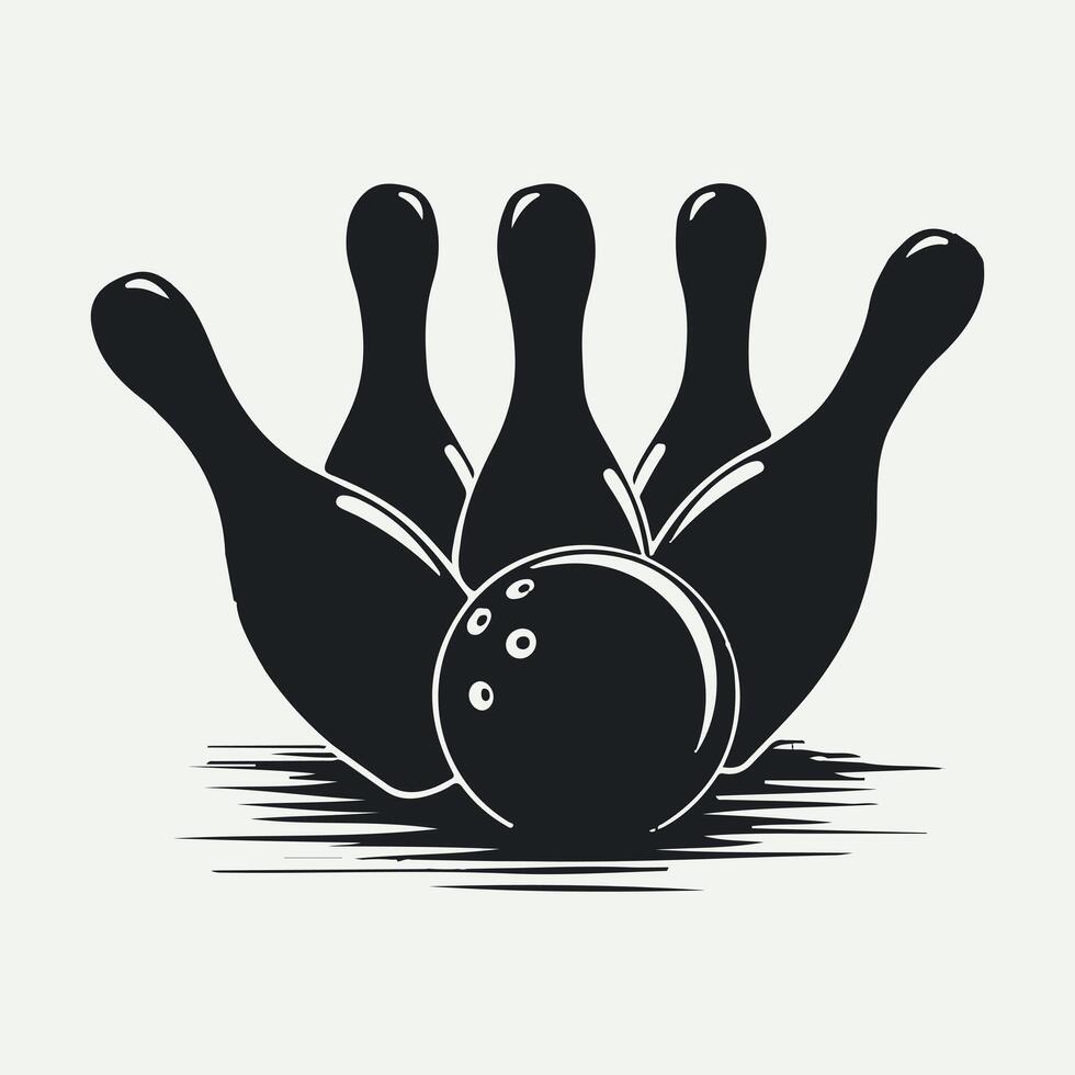 a black and white drawing of a bowling ball with vector