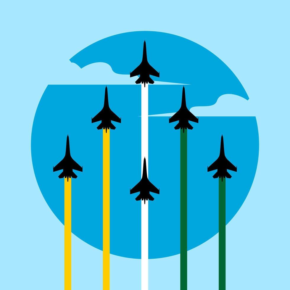 military fighter jet in the blue sky air show vector