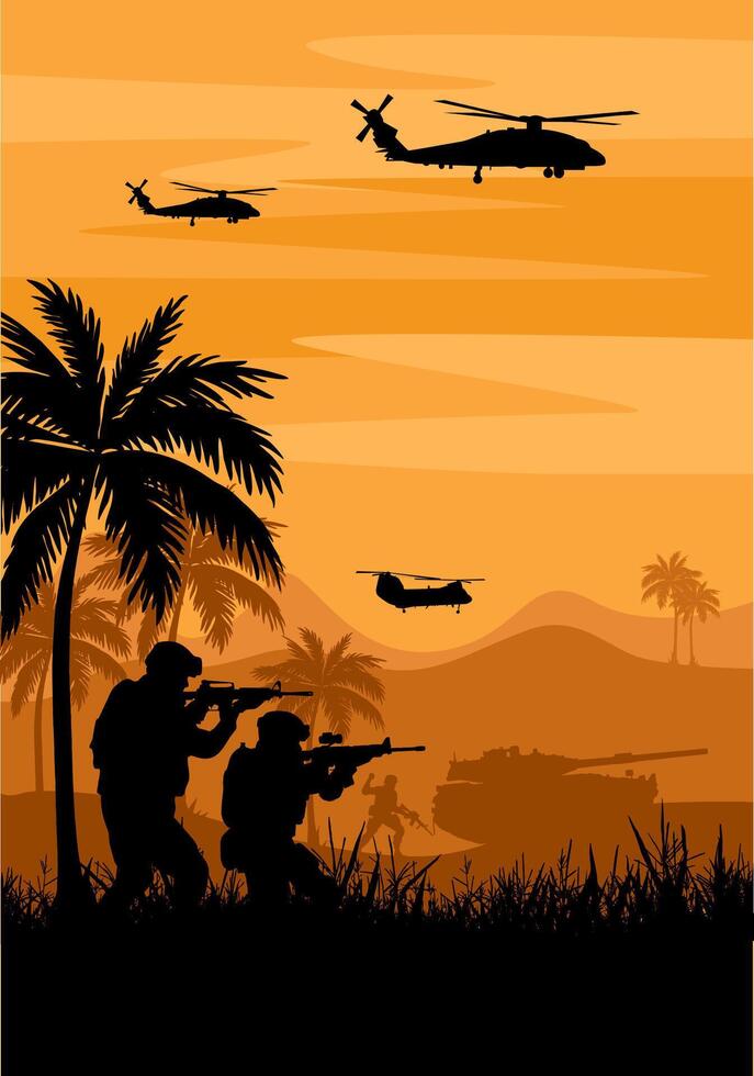 background military army silhouette vector