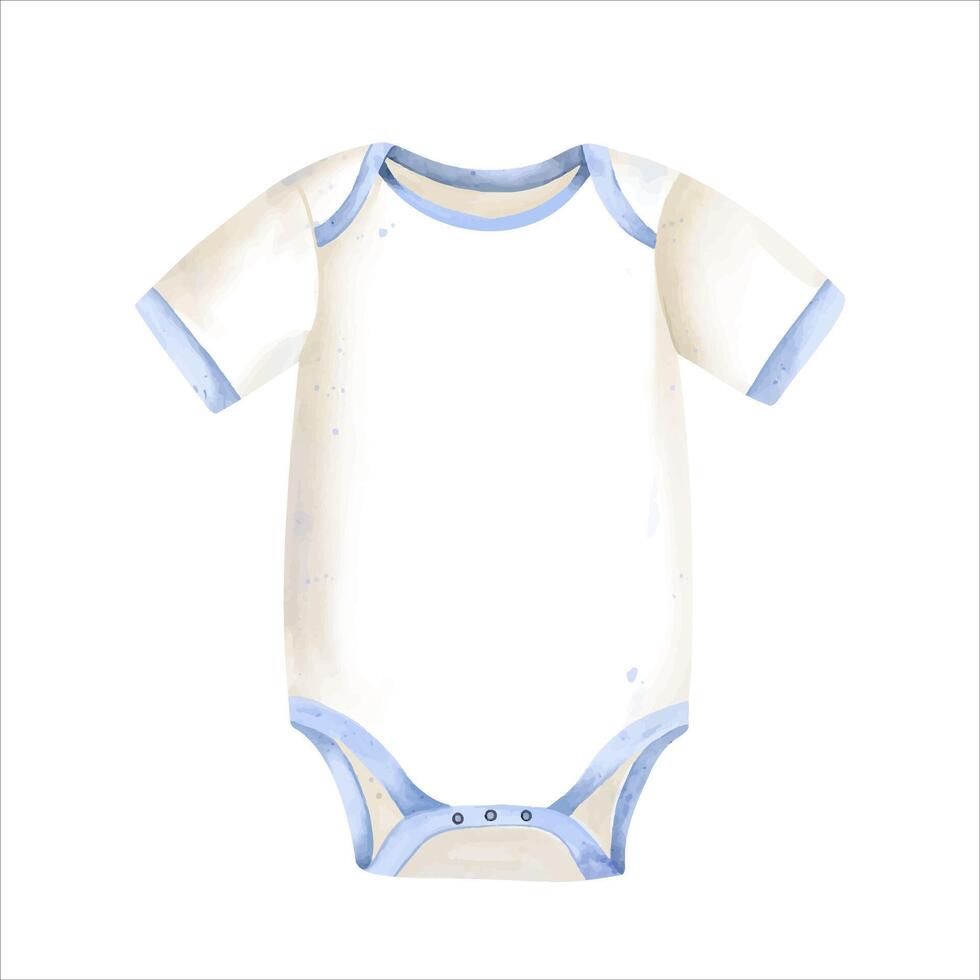 Watercolor bodysuit. Hand drawn costume in pastel colors. Things for newborn. Baby cloth. vector