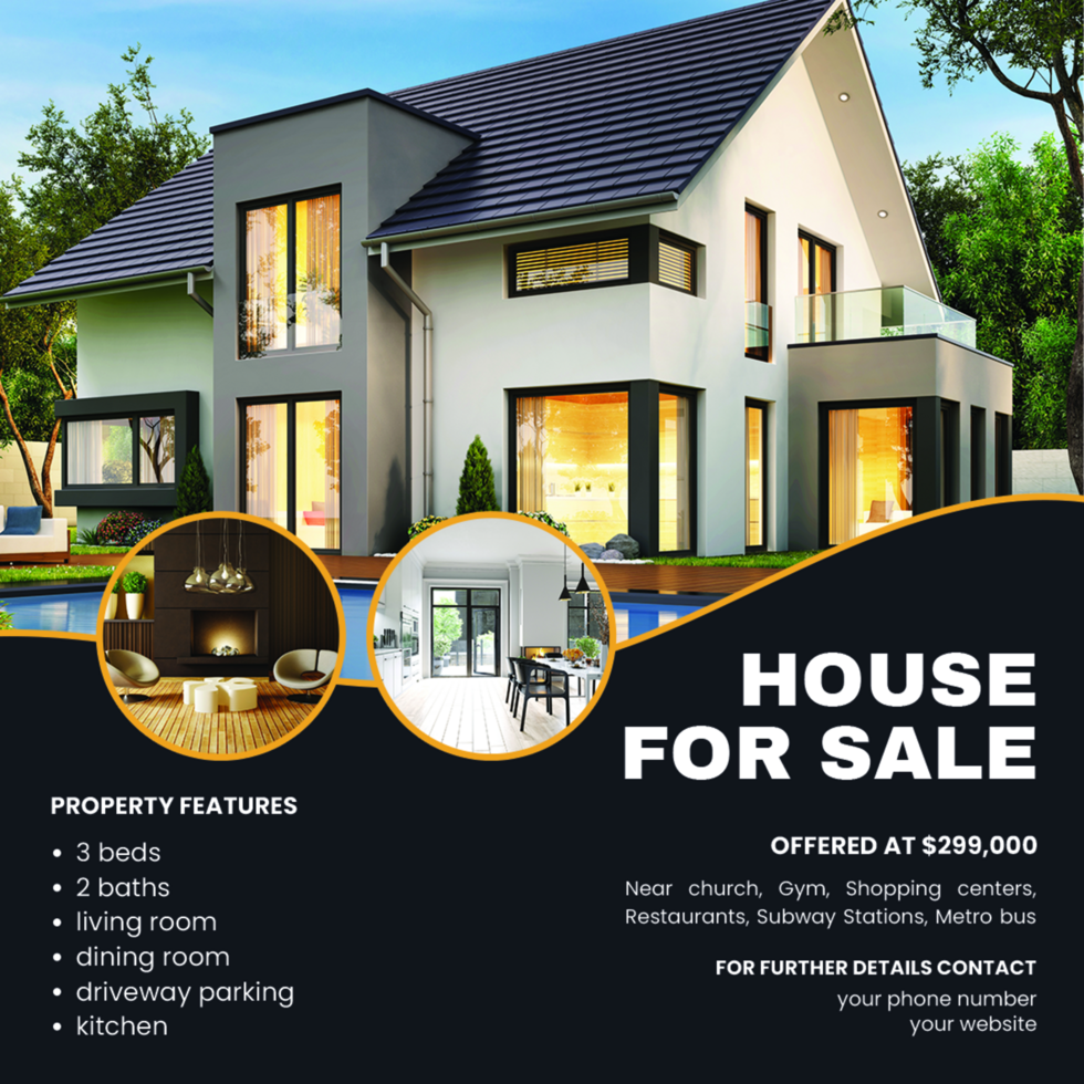House for sale social media post design template for real estate agency psd