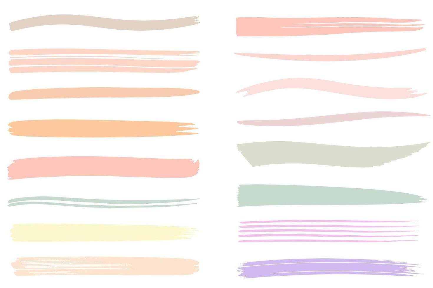 Pastel brush strokes set. Hand drawn gentle brush strokes in pastel colors. Colorful brushstroke. vector