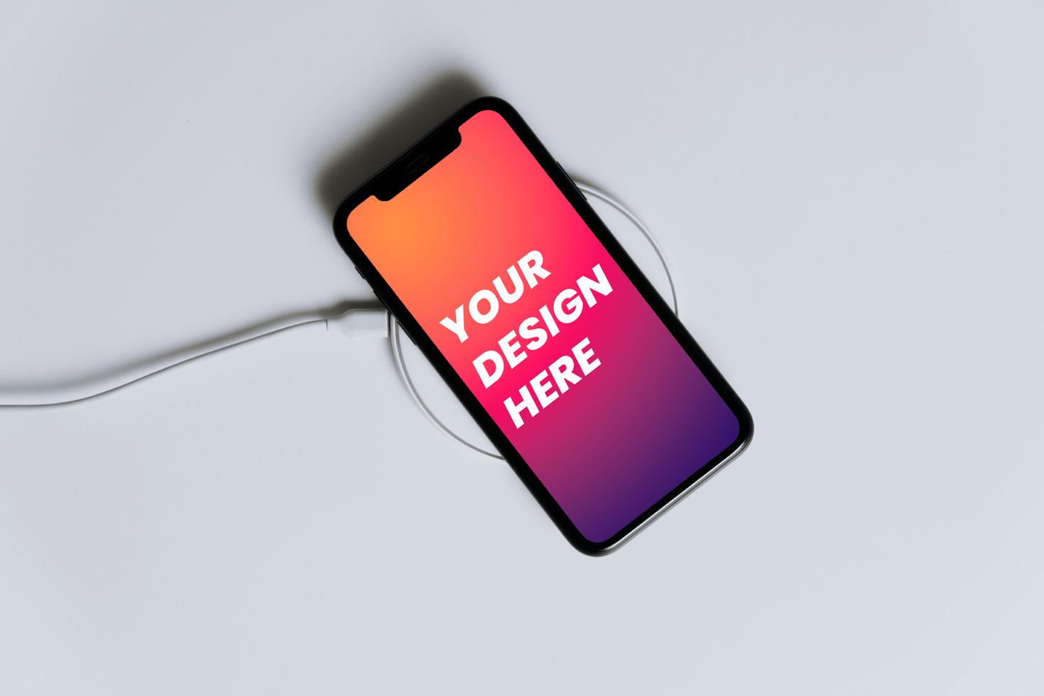 wireles charger with mobile mockup psd