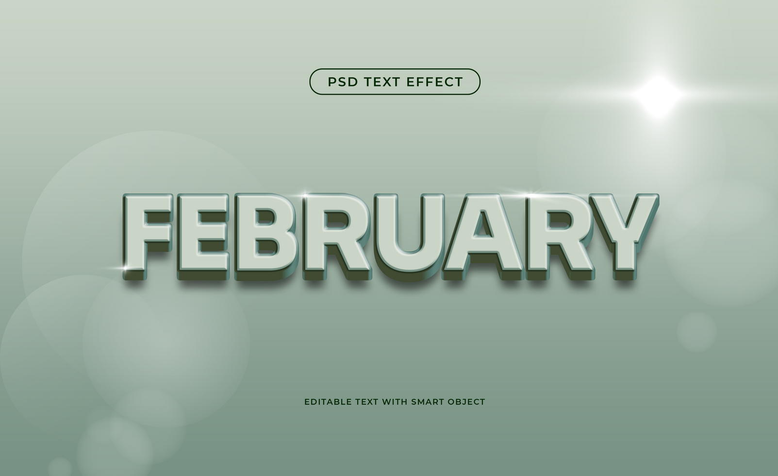 february 3D text effect psd
