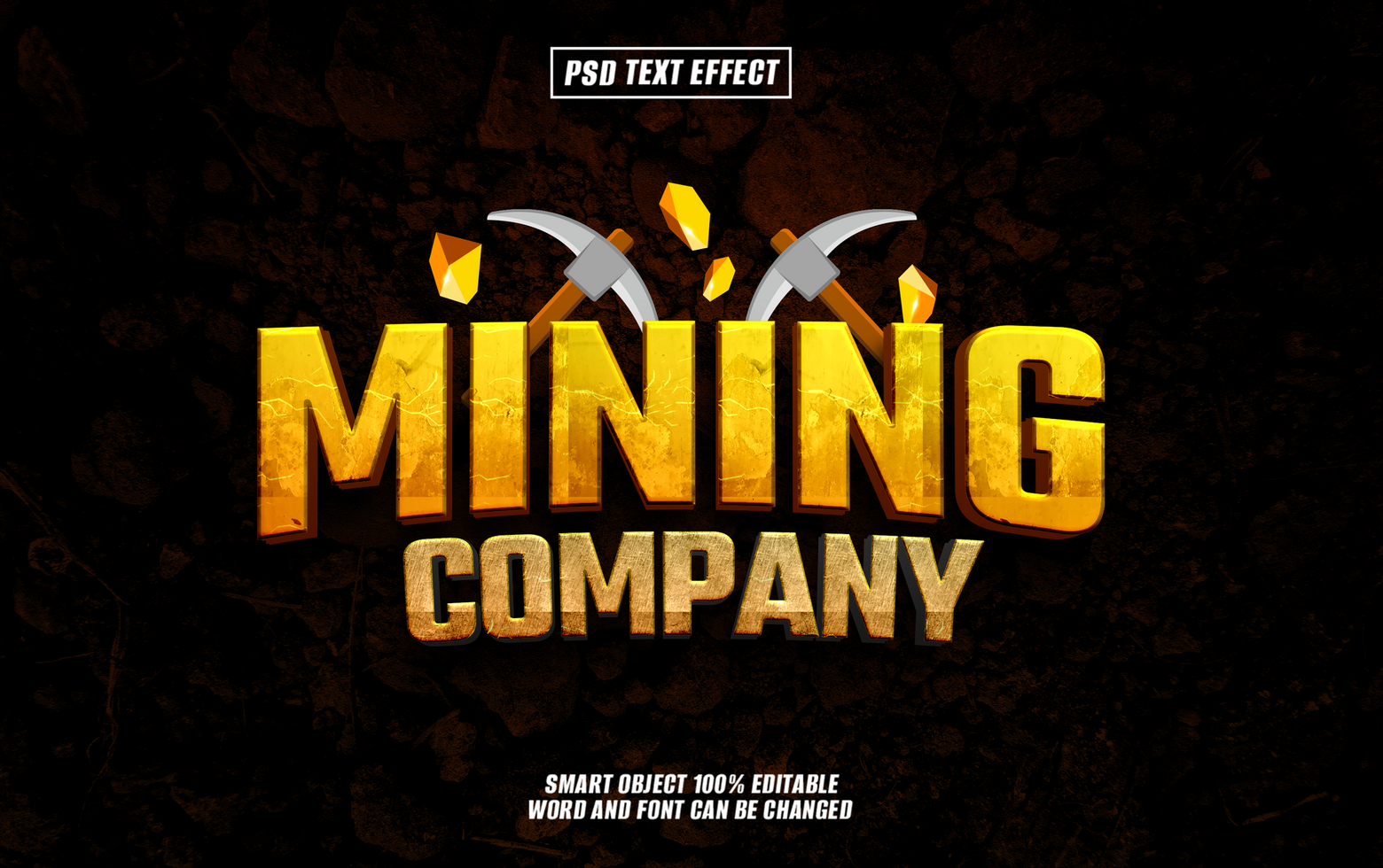mining company 3D text Typography with Editable psd