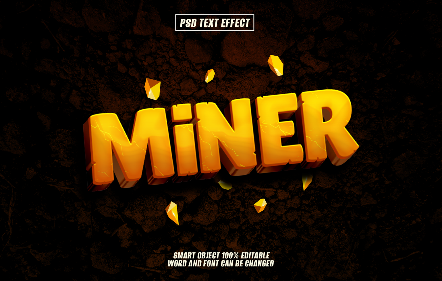 mininer 3D text effect Typography with Editable psd