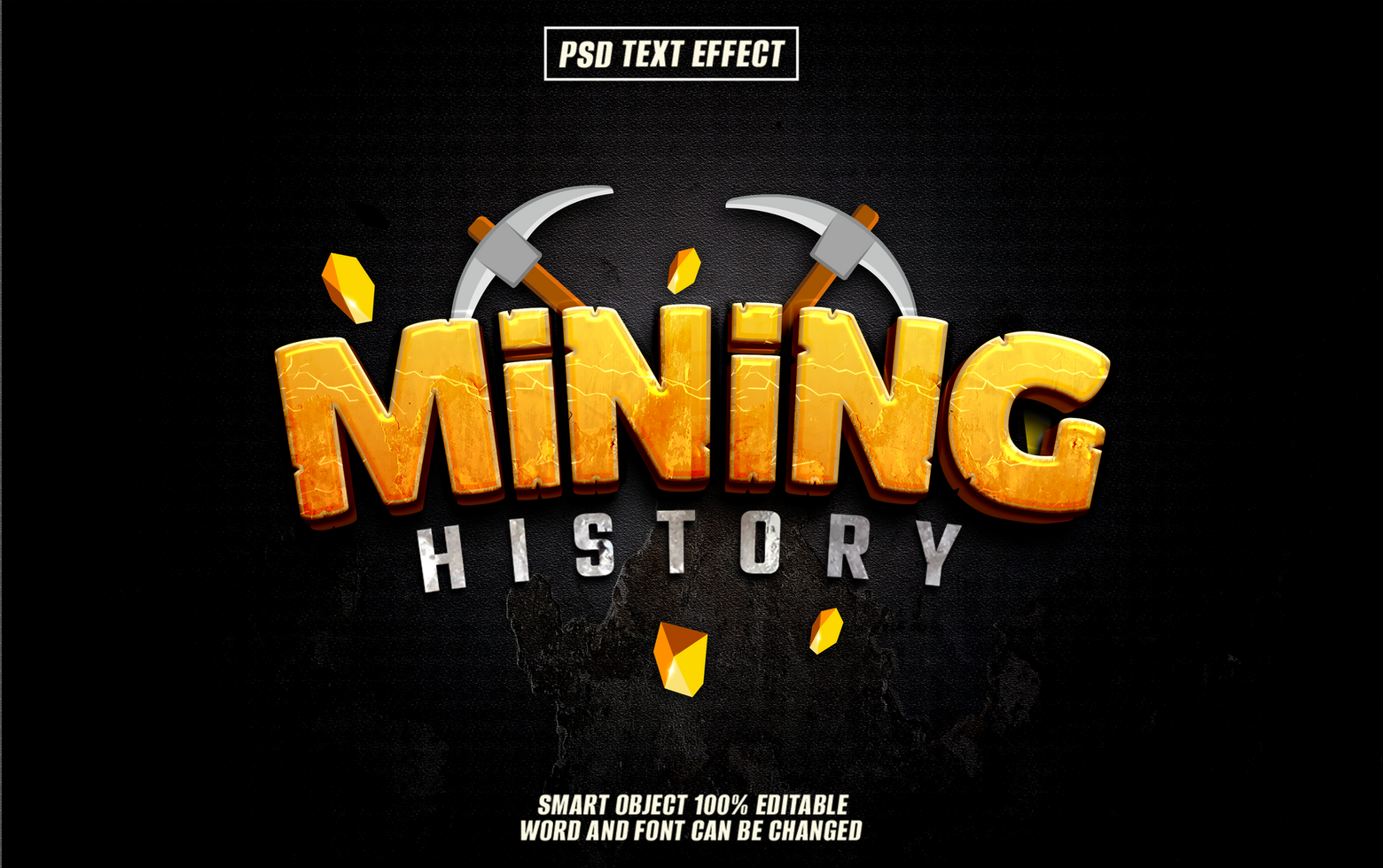 mining 3D text Typography with Editable psd
