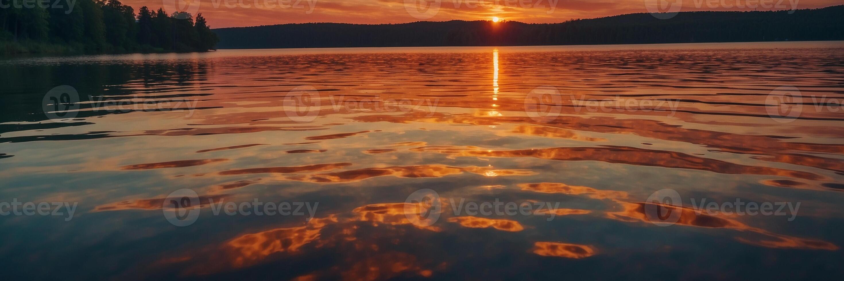 Sunset reflection on lake photo