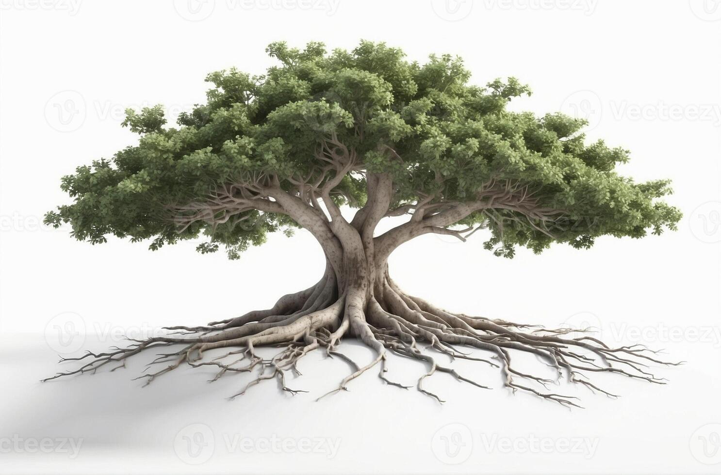 Large Tree With Many Roots on White Background photo
