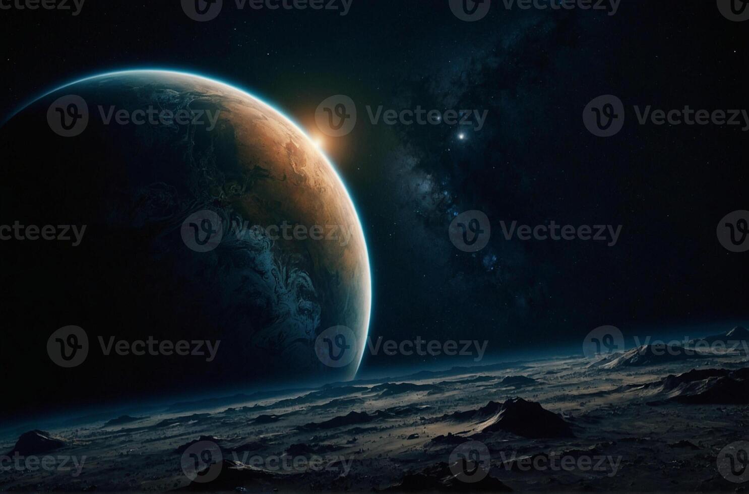 An image of the earth and moon from space photo