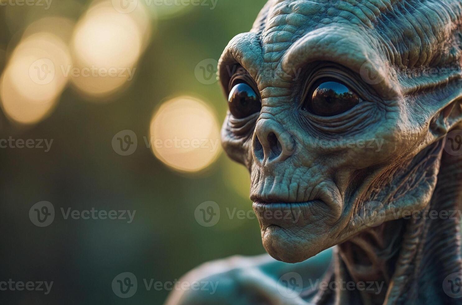 Close Up of an Alien with blurry background photo