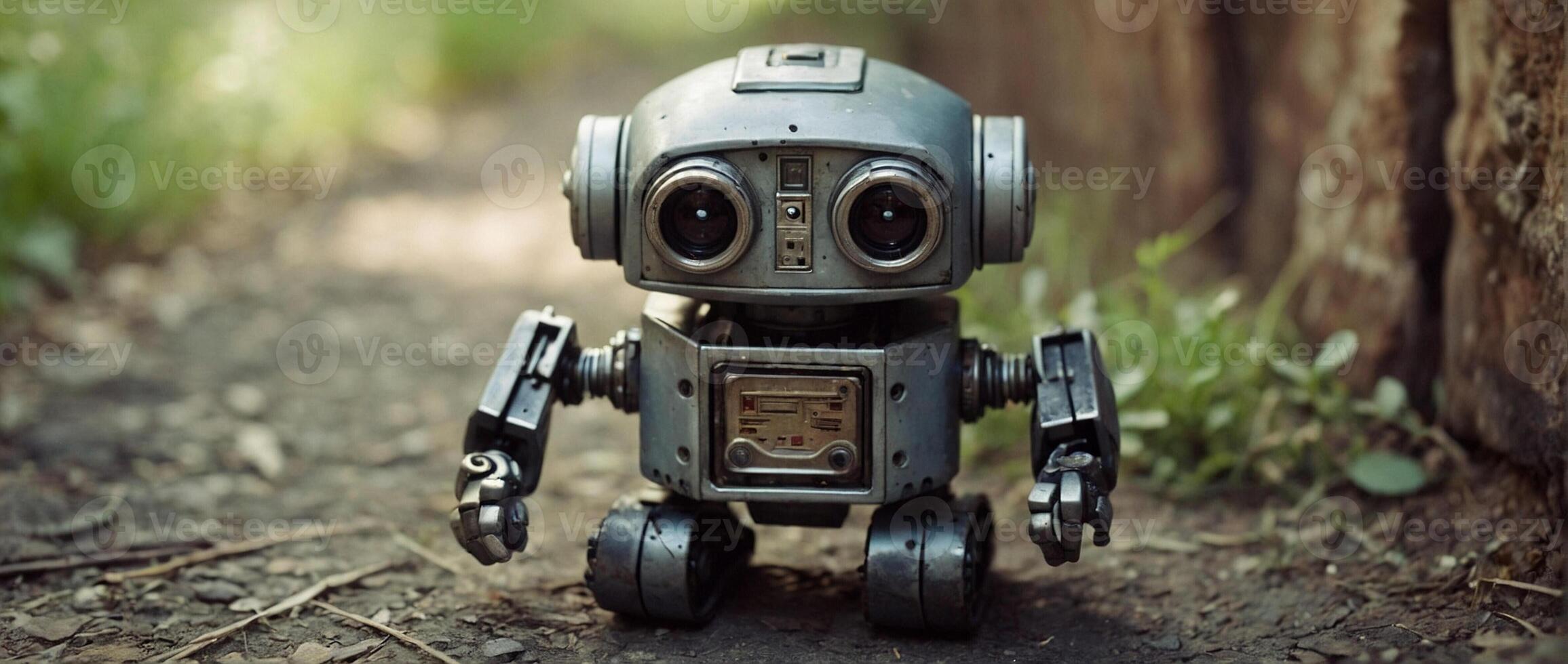 A small robot is standing on the ground photo