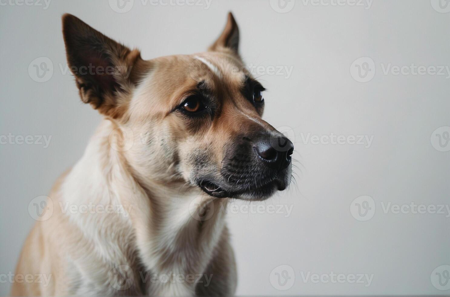 A dog is looking up at the camera photo