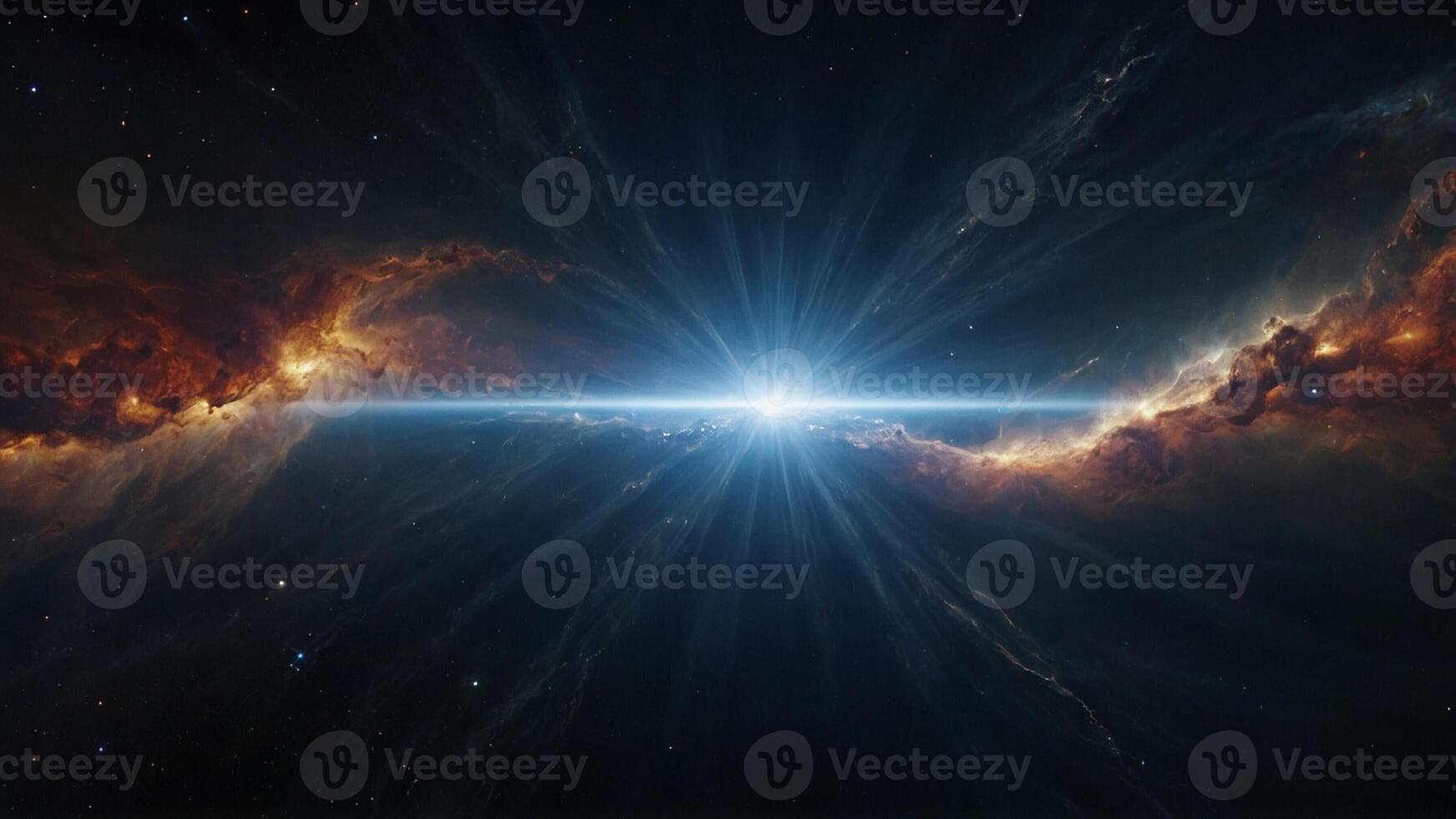 A starburst in space with a bright light photo