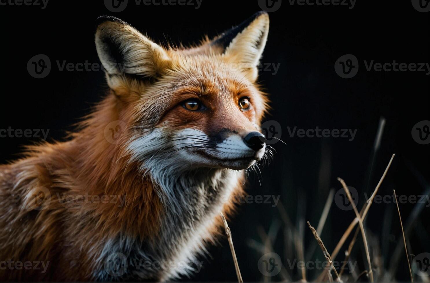 A red fox is looking at the camera photo
