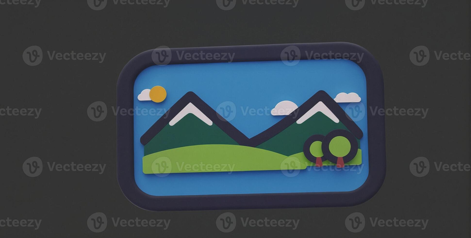 A 3d model of a mountain and a tree photo