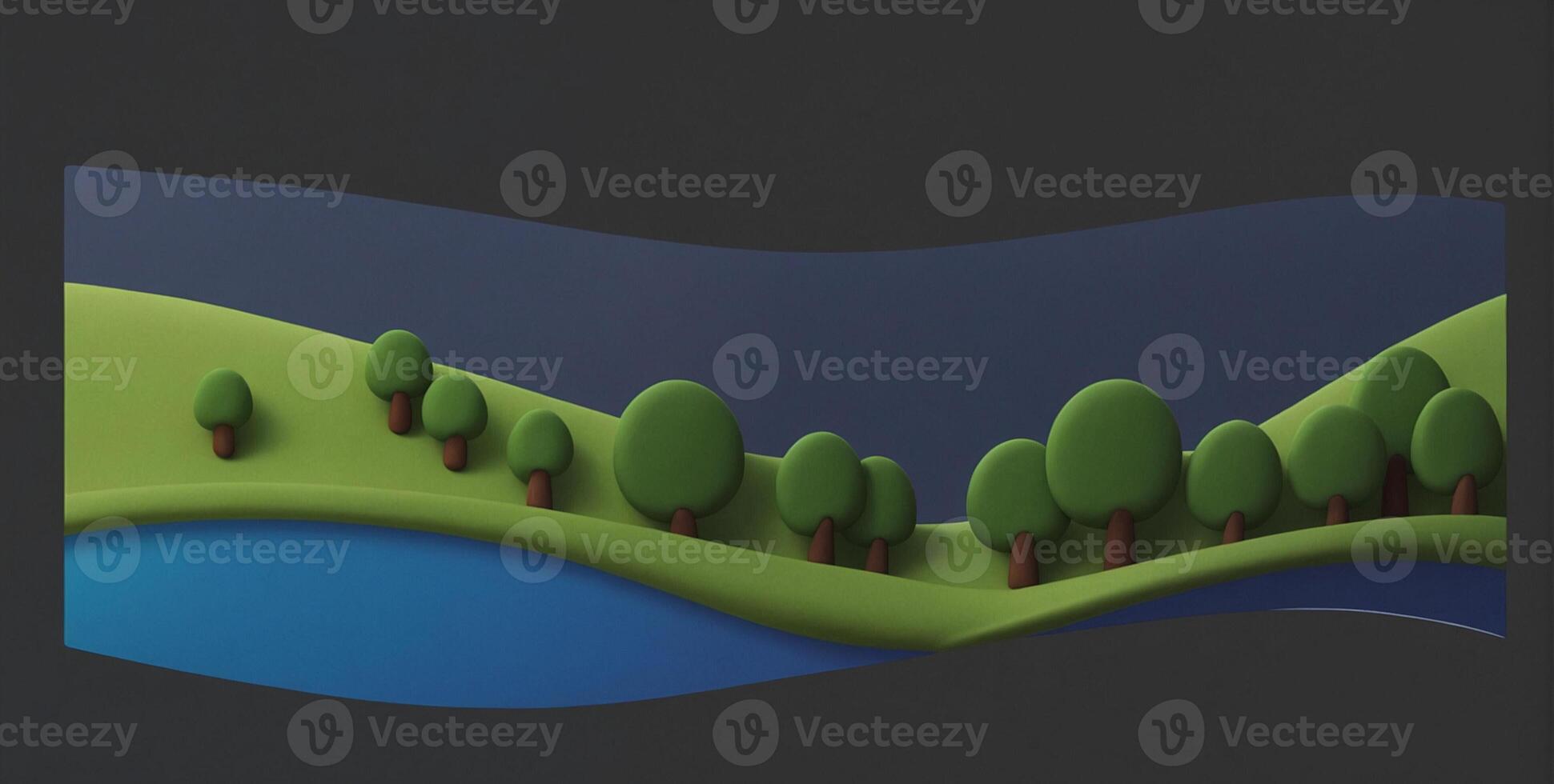 A 3d model of a river and trees photo