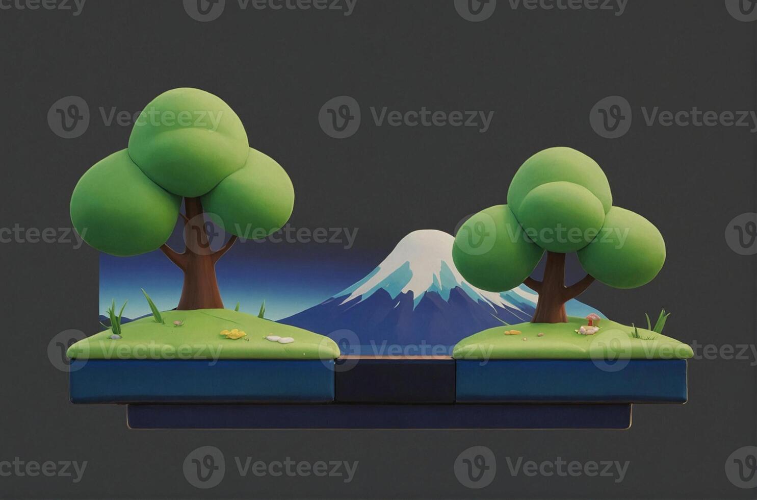 A small tree and two mountains in the background photo