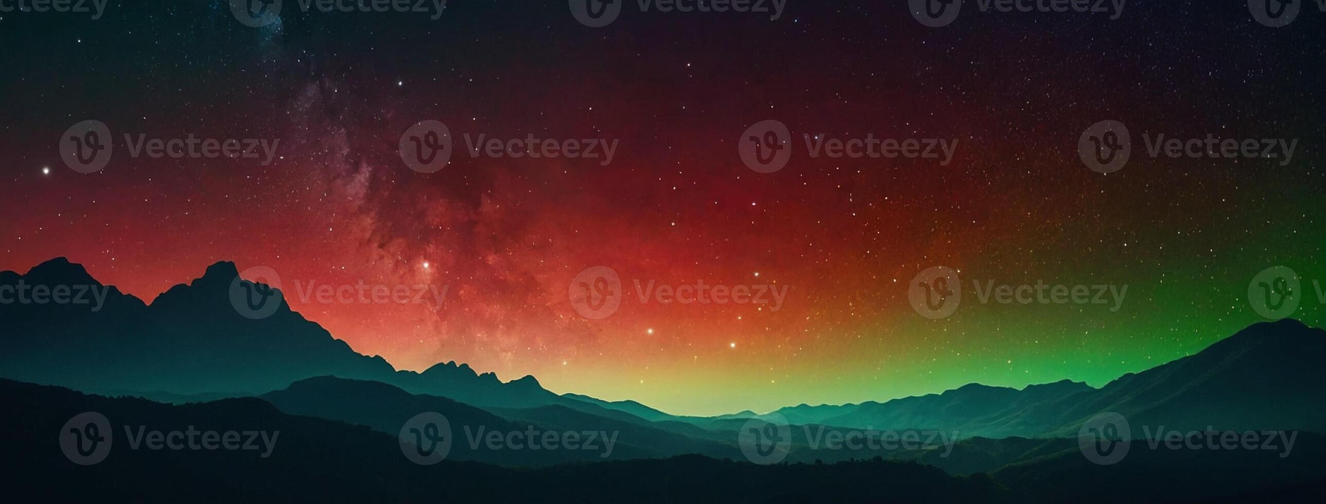 The aurora lights are shining over mountains photo