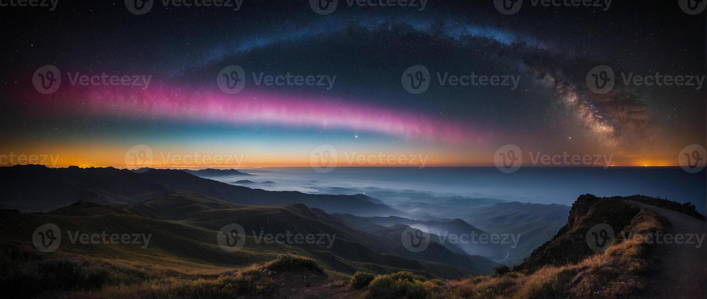 The aurora borealis over the mountains at night photo