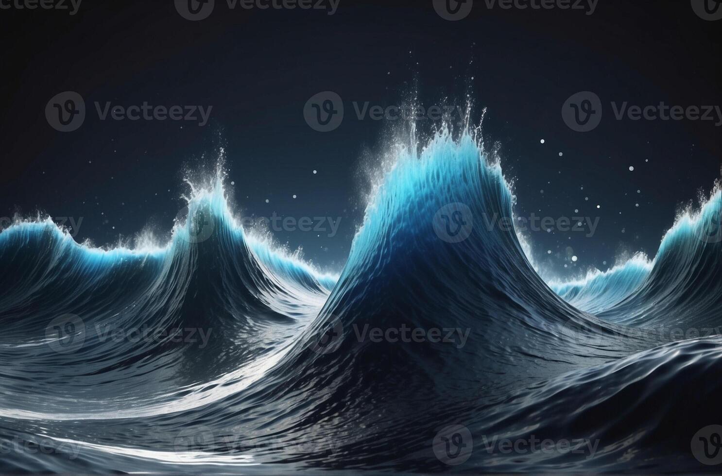 3d illustration of waves crashing on the ocean photo