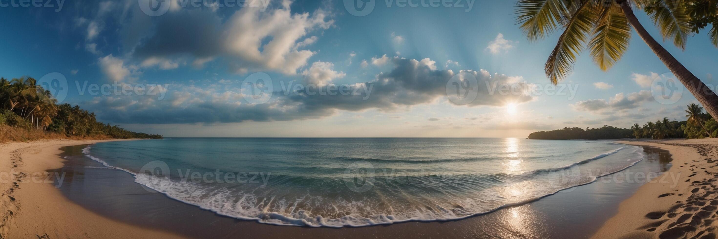A 360 degree panorama of the ocean and beach photo