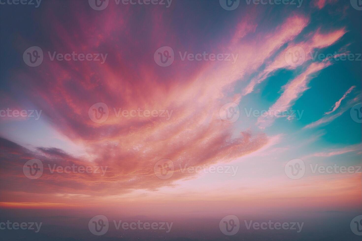 A beautiful sunset with clouds in the sky photo