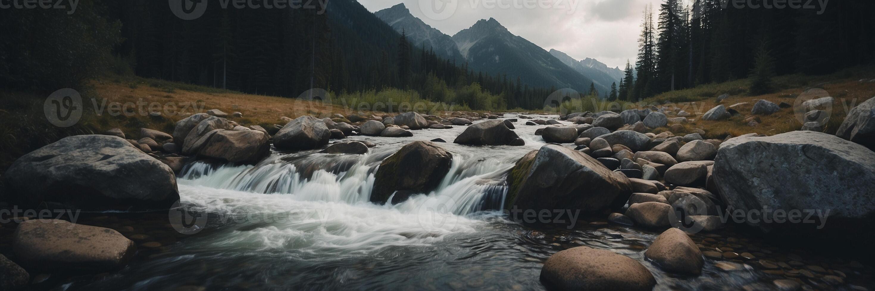 A river flowing through a mountain stream photo