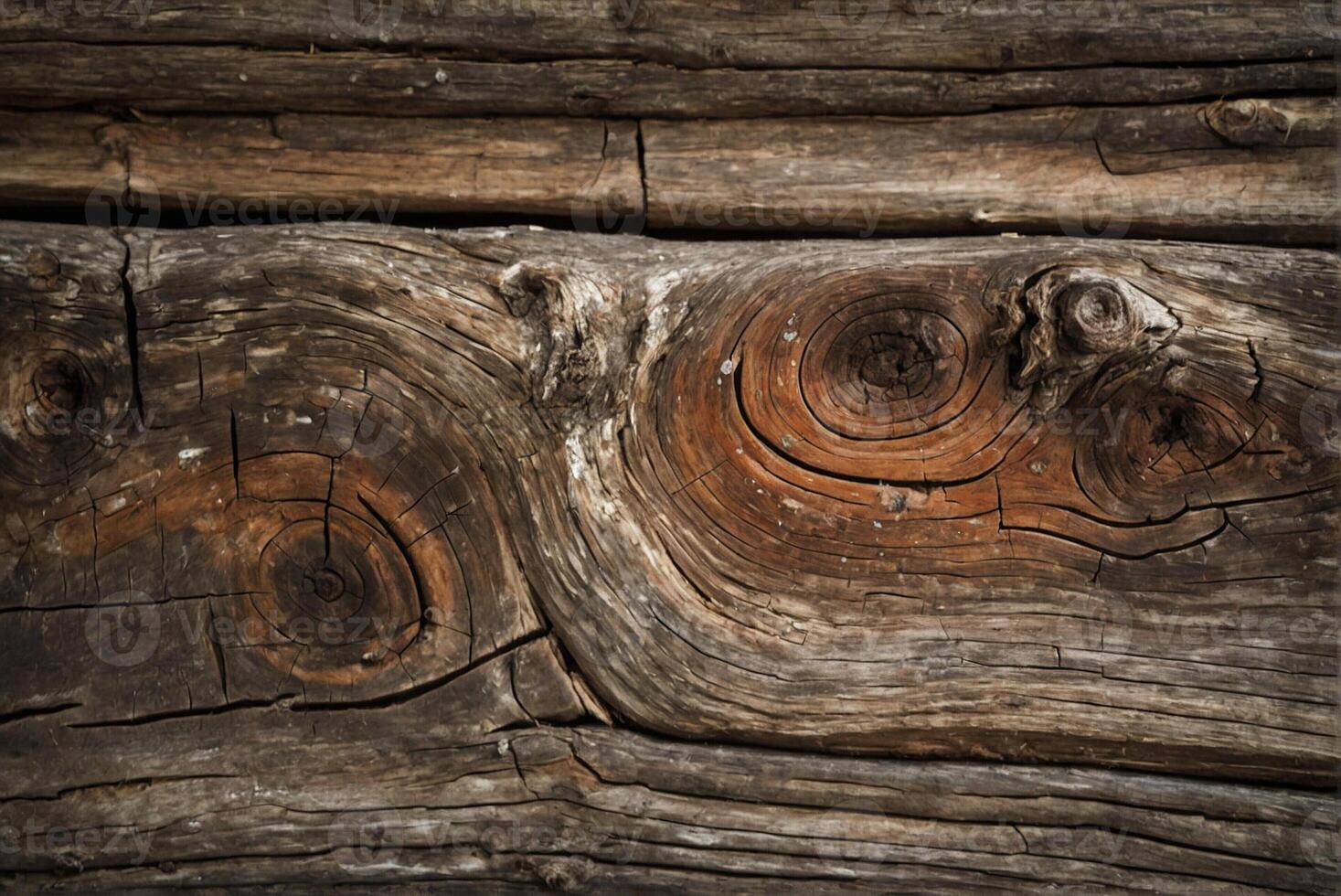 Close up of a wooden wall with a knot pattern photo