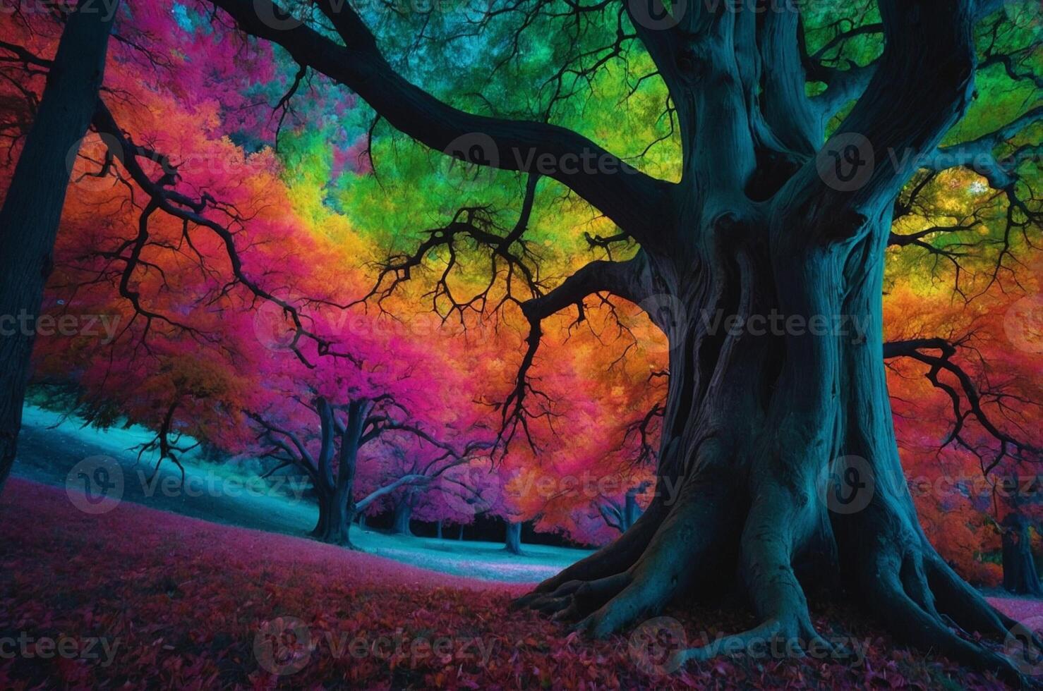 A tree with colorful leaves and branches photo