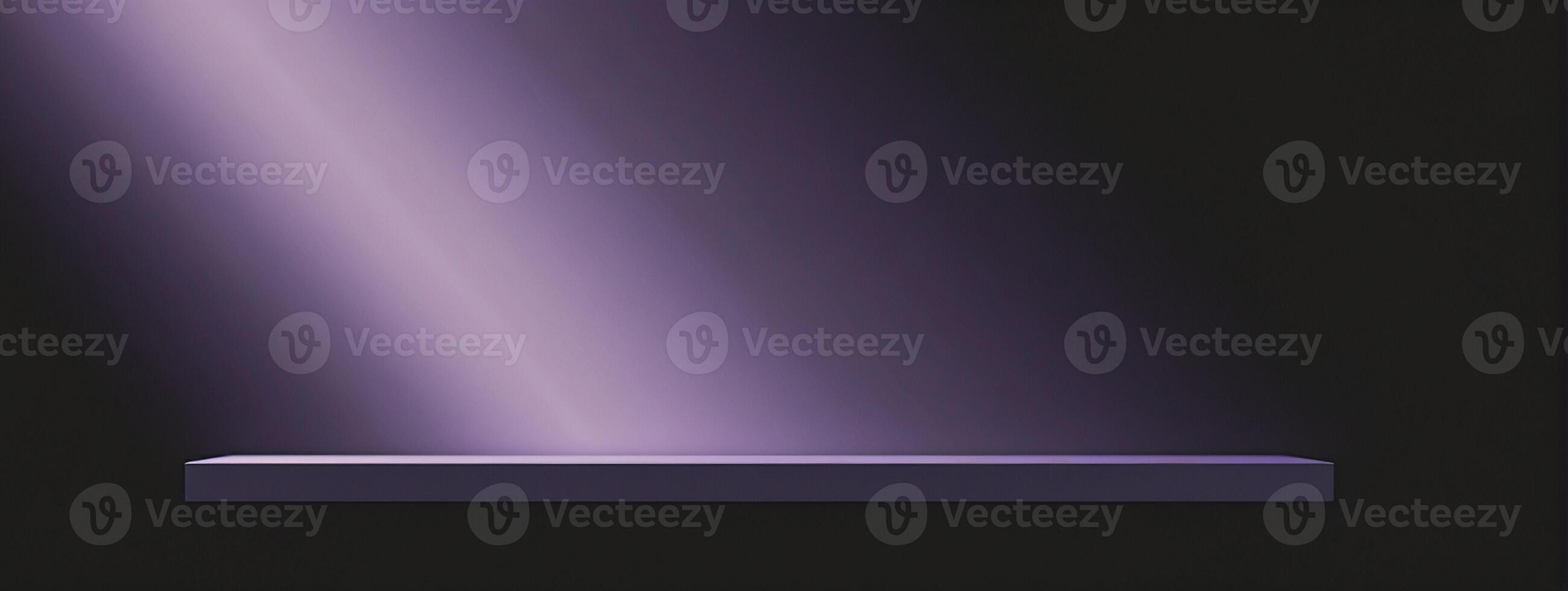 A purple spotlight is shining on a black background photo
