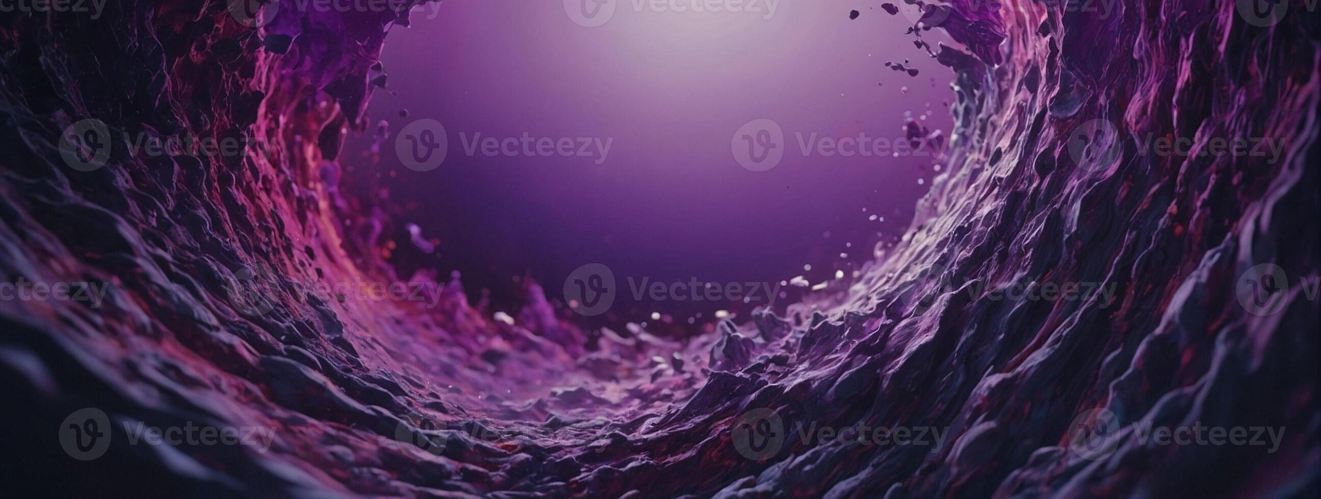 A purple tunnel with a light coming out of it photo