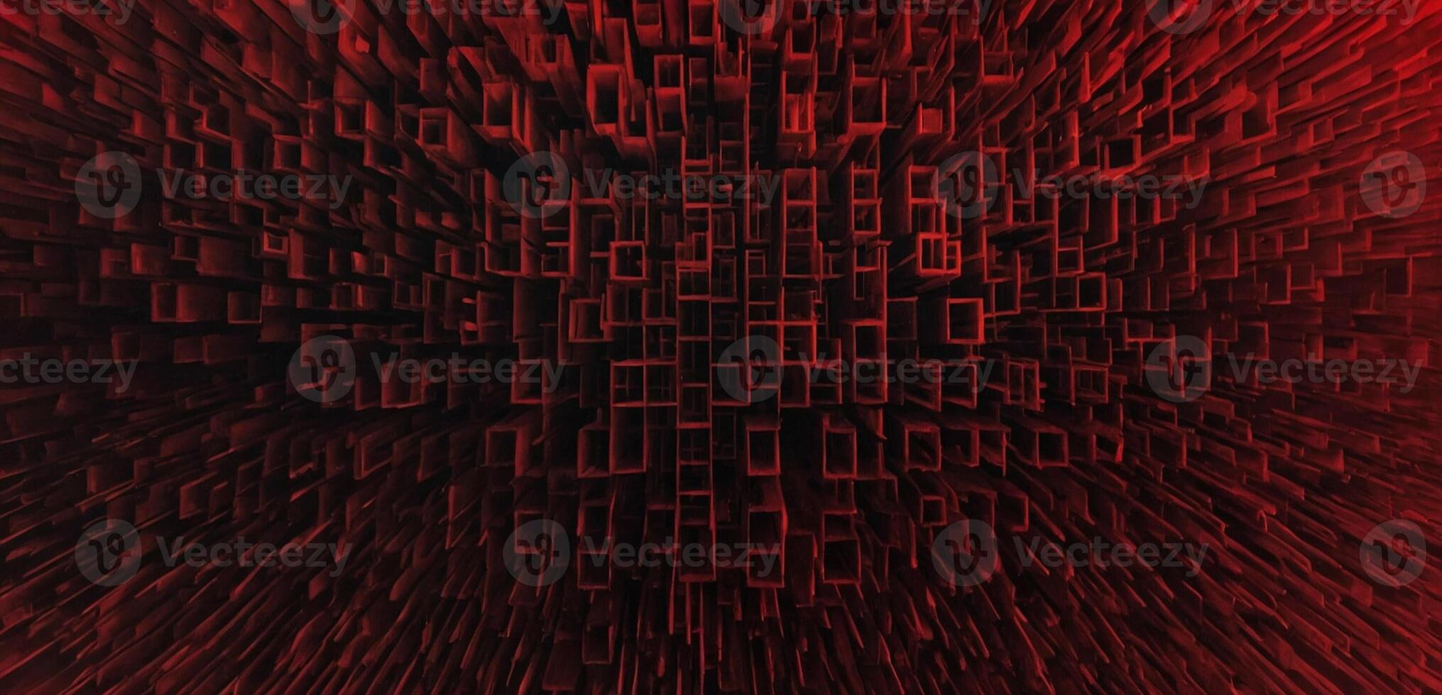 Abstract red and black background with many squares photo