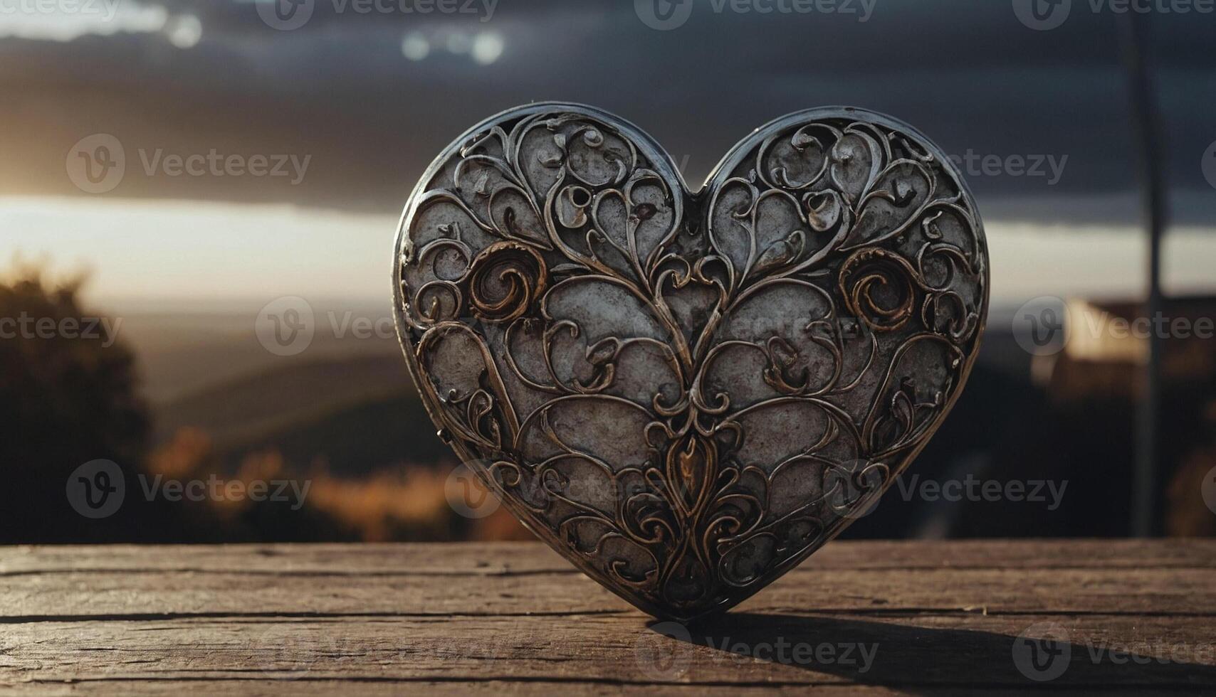 Heart Shaped Object on Wooden Table photo