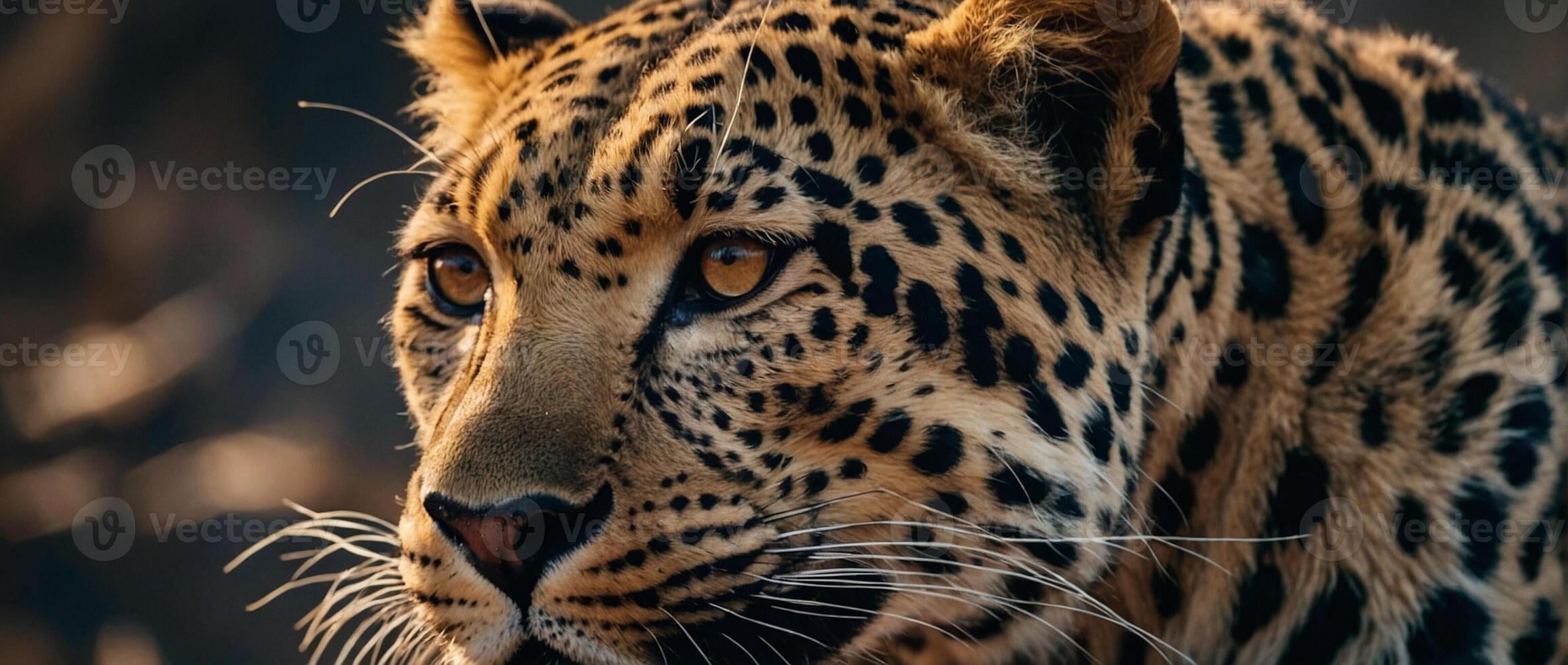 A close up of a leopard looking into the distance photo