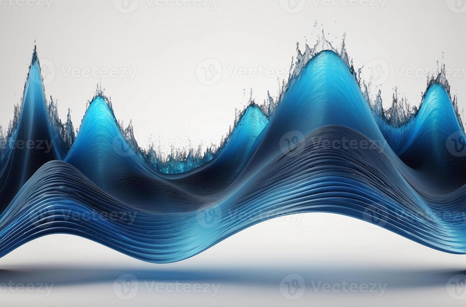 3d rendering of waves in blue photo