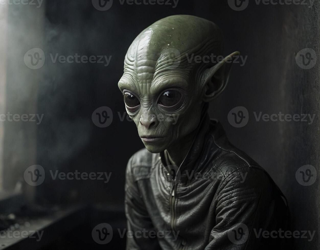 Alien Sitting in a Dark Room photo