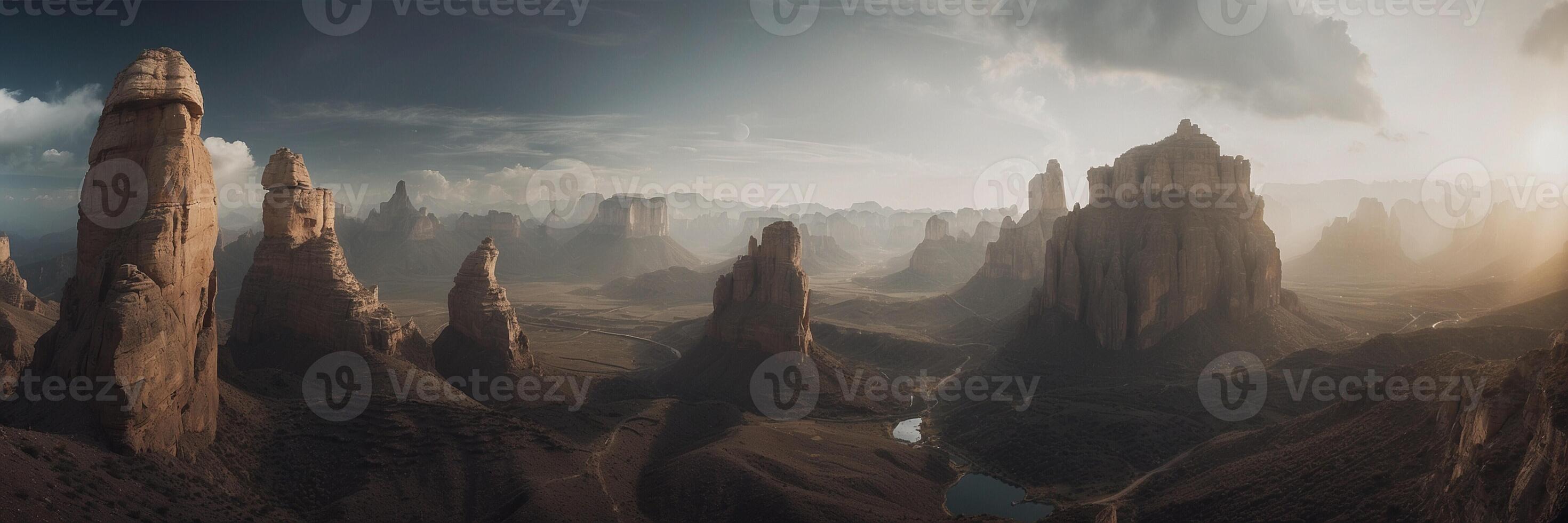Landscape With Mountains and Clouds photo