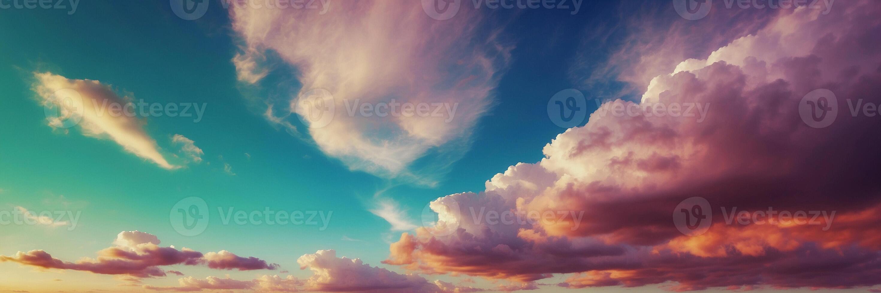 A beautiful sunset with clouds in the sky photo