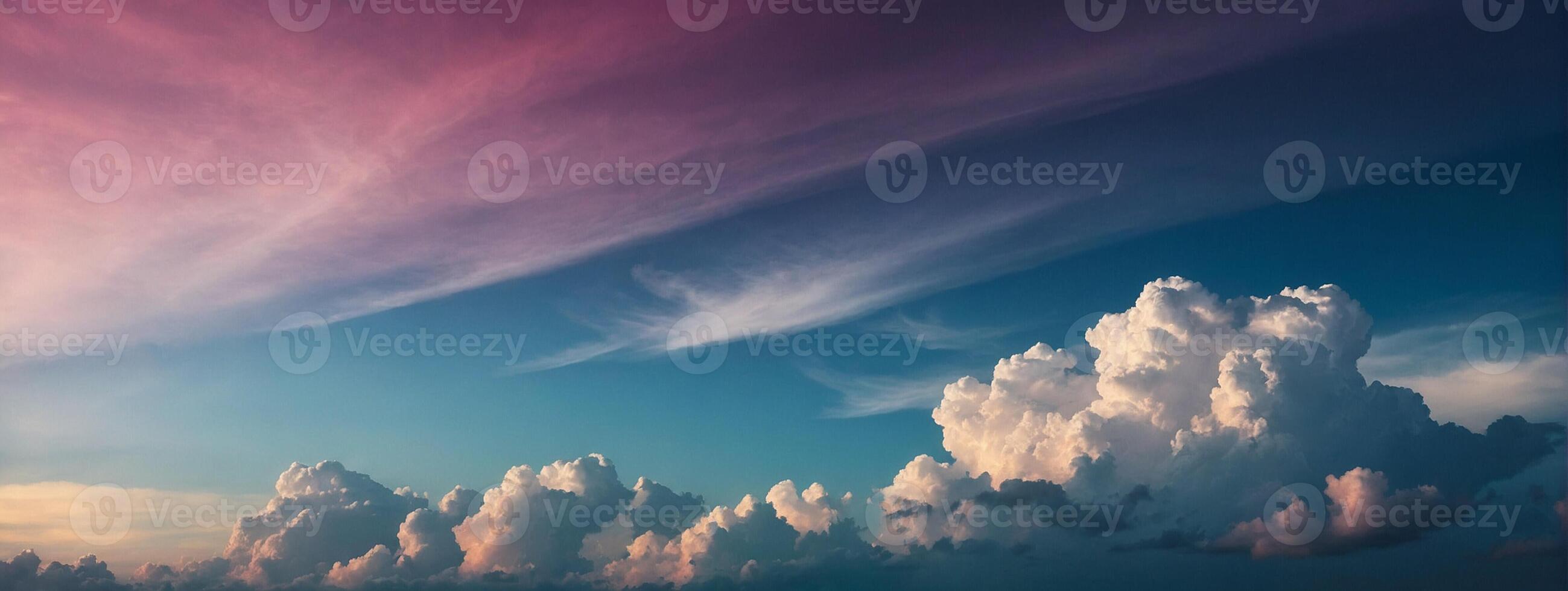 A beautiful sunset with clouds in the sky photo