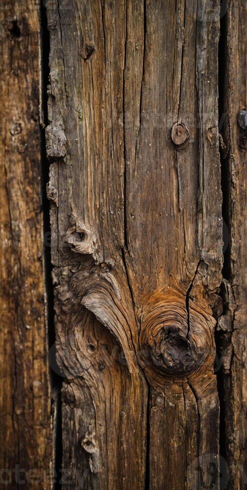 Close up of a wooden door with a knot photo