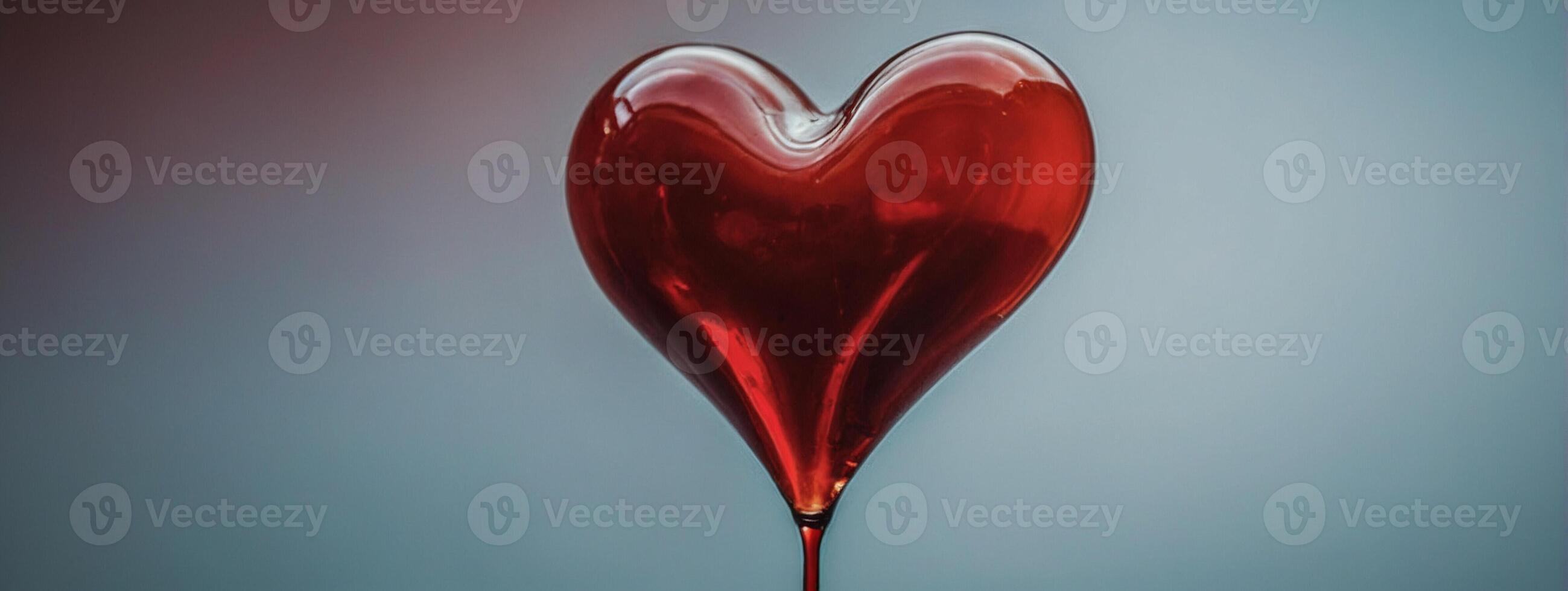 A red heart shaped liquid dripping from a glass photo