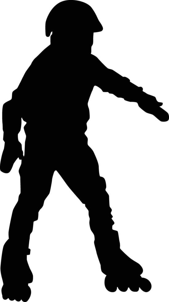 Toddler playing roller skate silhouette vector