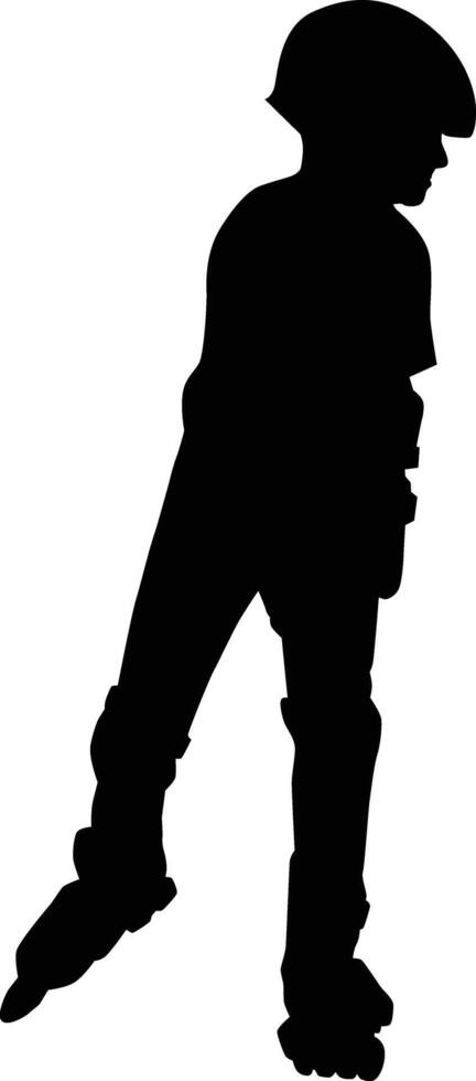 Kids walk pose roller skating silhouette vector